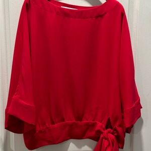 Trina Turk Vibrant Red Blouse with Bow Detail